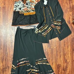 Vintage Alain Weiz Animal Print Skirt Set